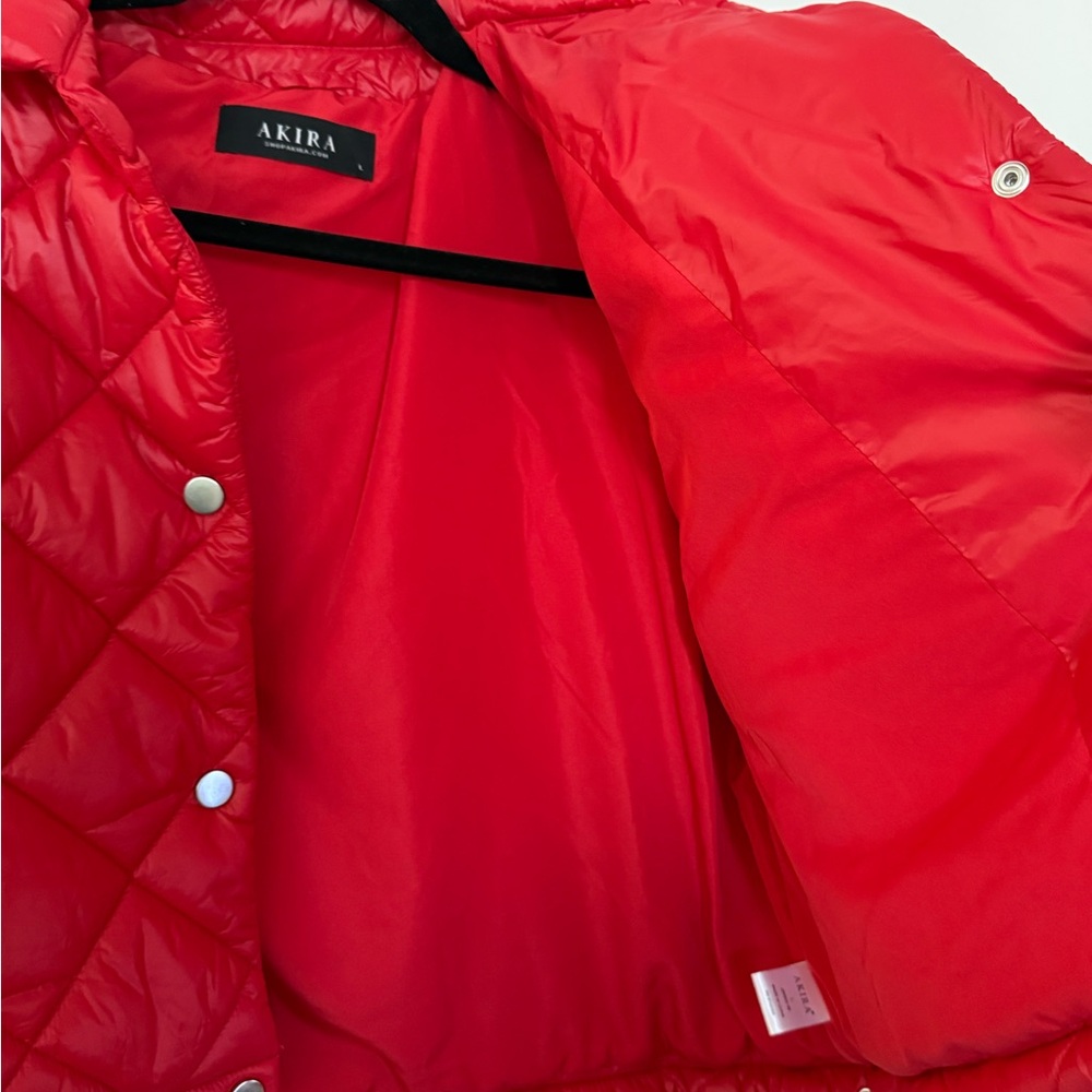 Red Quilted Cropped Jacket - Picture 2 of 6